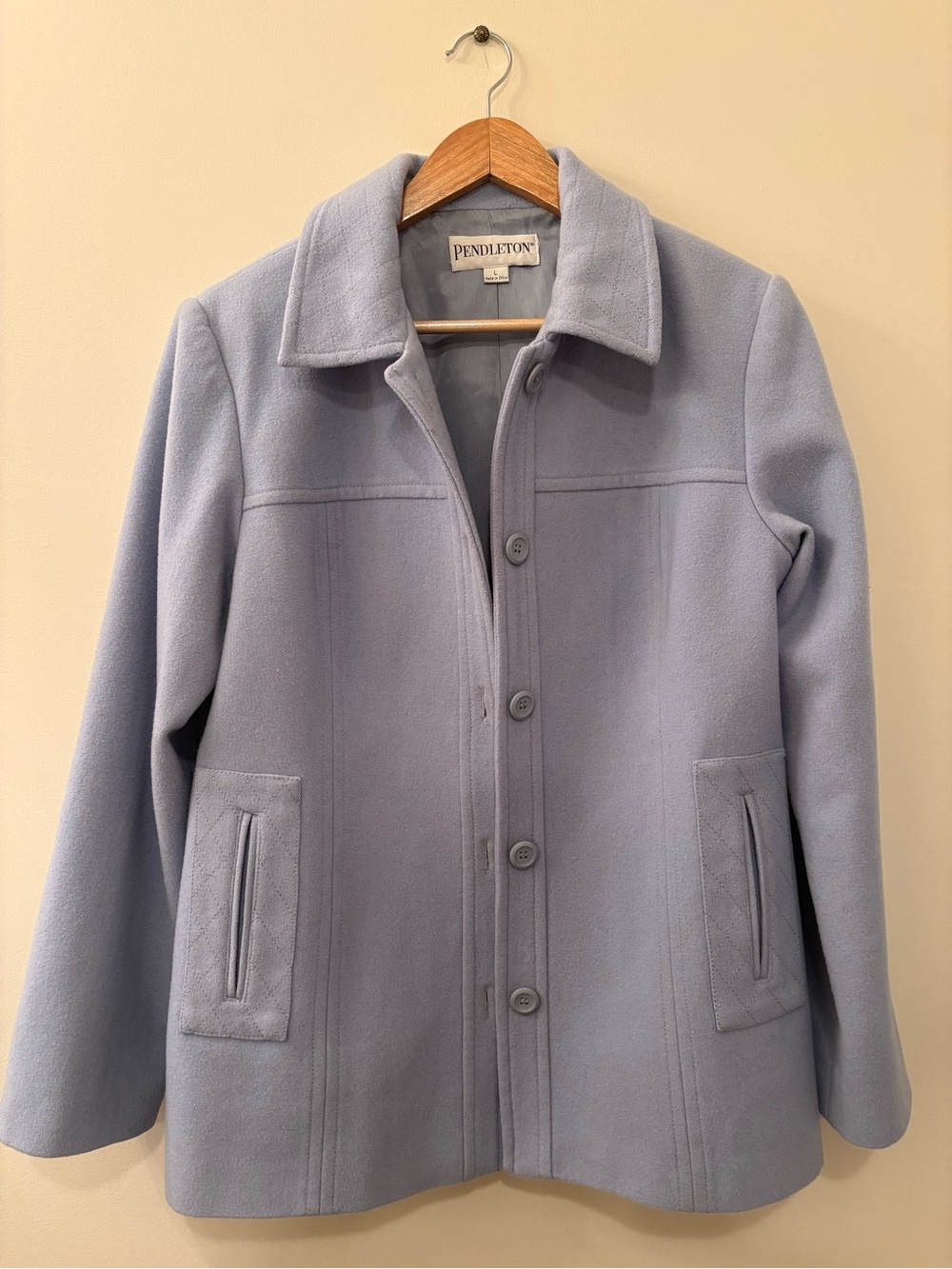 Pendleton Women's Light Blue 100% Wool Button Front Size Large Coat